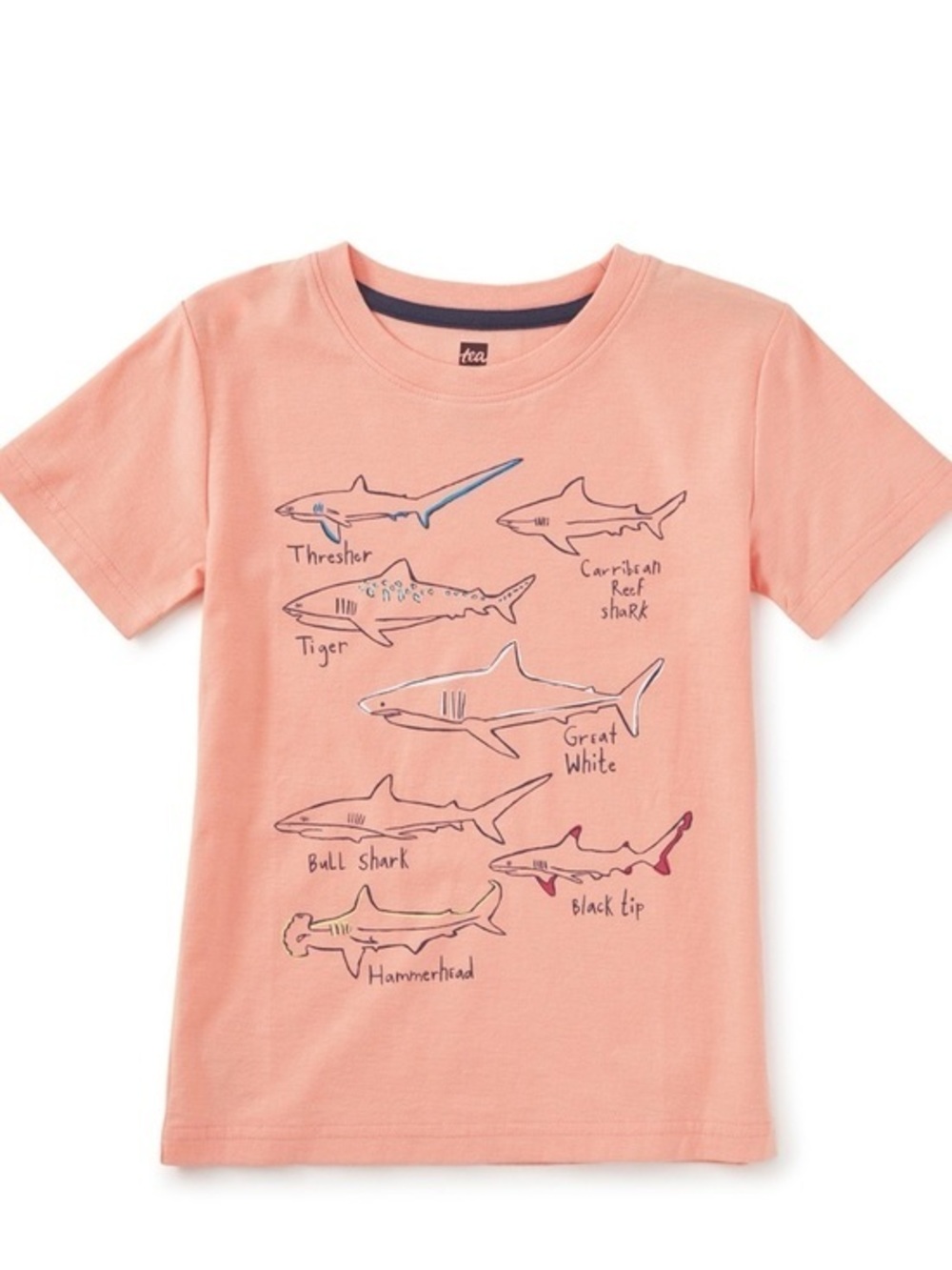 Tea Collection Shark Illustration Short Sleeve Tee